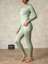 [Green] SilkSilky-CA Silk Jersey Long Sleeve Round Neck Women's Long Johns 002