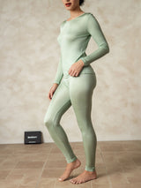[Green] SilkSilky-CA Long Sleeve Round Neck Women's Long Johns 002