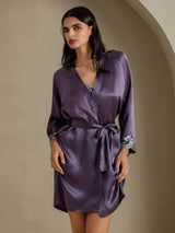[Purple Gray] SilkSilky-CA 3/4 Sleeve Women's Robe 003