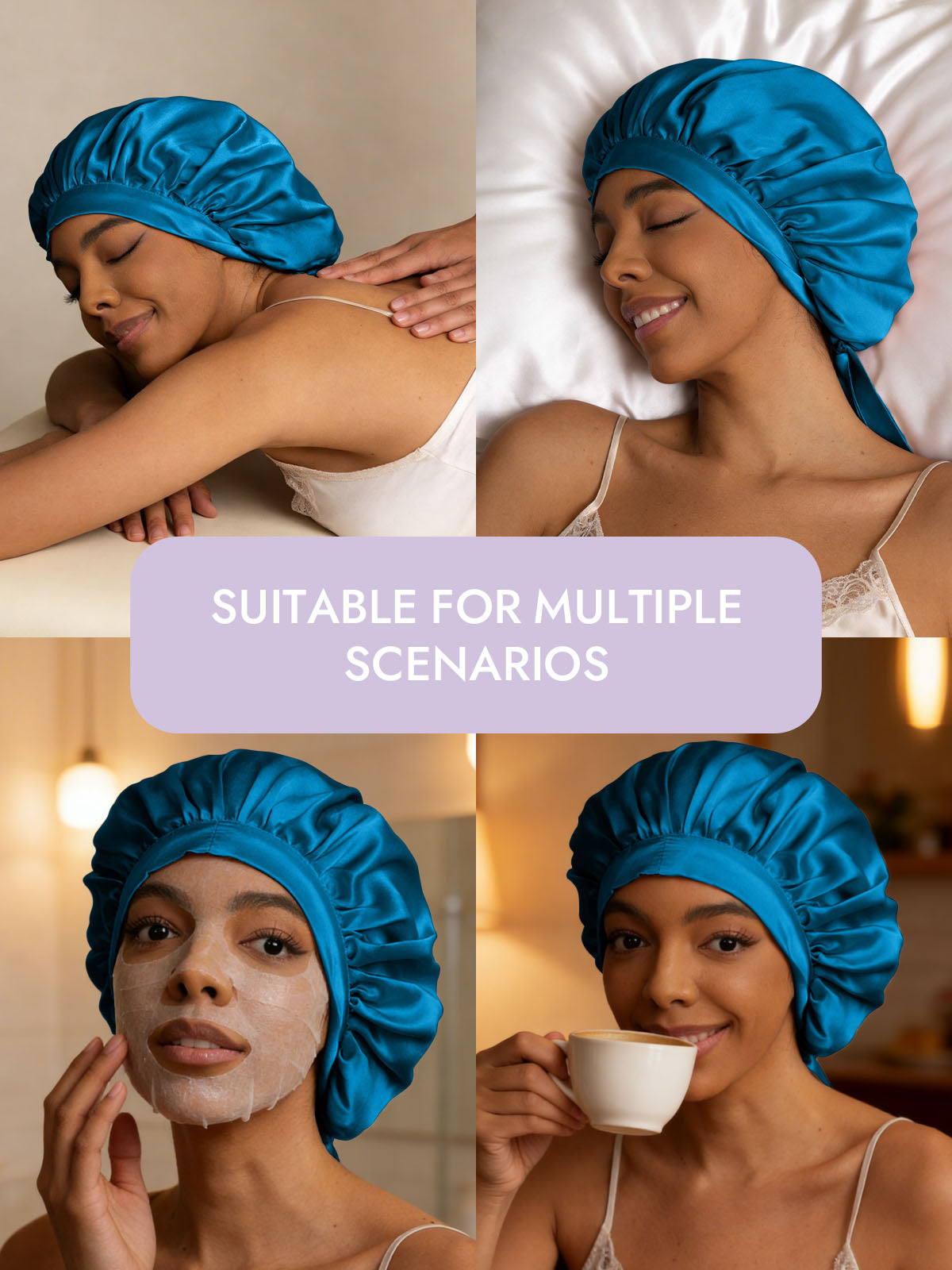 [Teal] SilkSilky-CA Pure Silk Sleep Cap 006