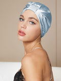 SilkSilky-CA Pure Silk Sleep Cap LightBlue 001