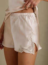 [Beige] SilkSilky-CA Spaghetti Strap V Neck Camisole Set 005