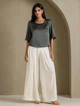 [Dark Gray] SilkSilky-CA Half Sleeve Women's T-Shirt 006
