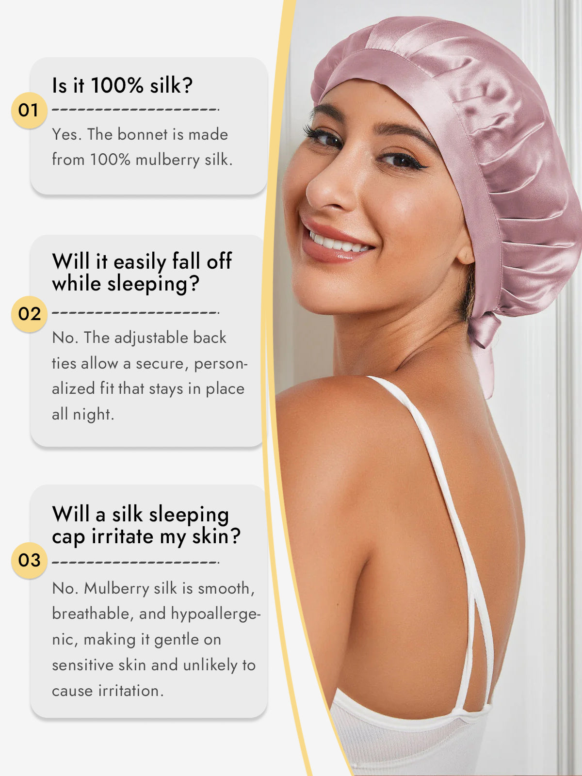 [Pale Mauve] SilkSilky-CA Pure Silk Sleep Cap 006