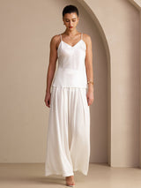 [White] SilkSilky-CA Spaghetti Strap V Neck Camisole 005