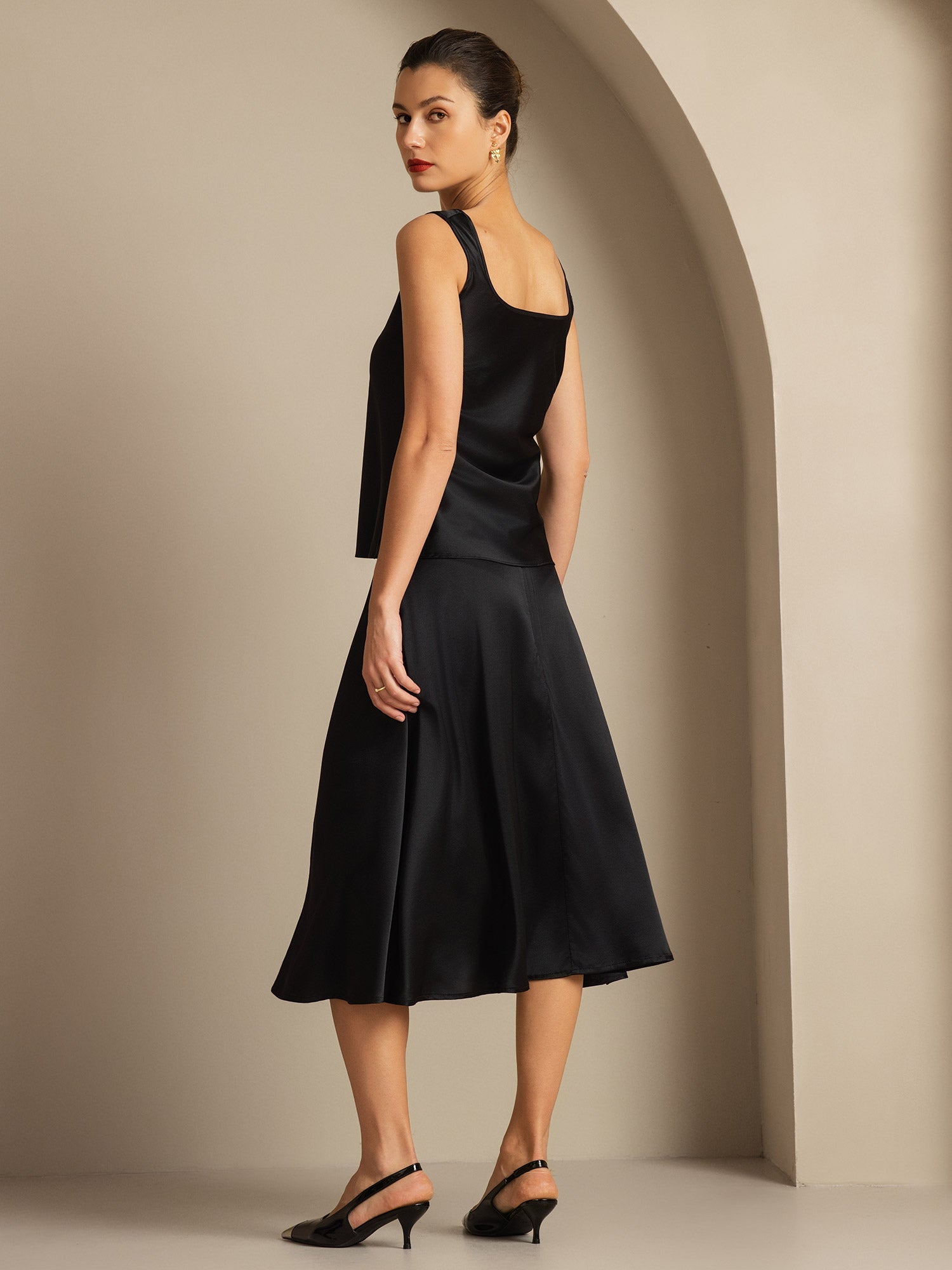 [Black] SilkSilky-CA 19Momme Silk U Neck Camisole 002,