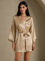 [Champagne Gold] SilkSilky-CA 3/4 Sleeve Women's Robe 001