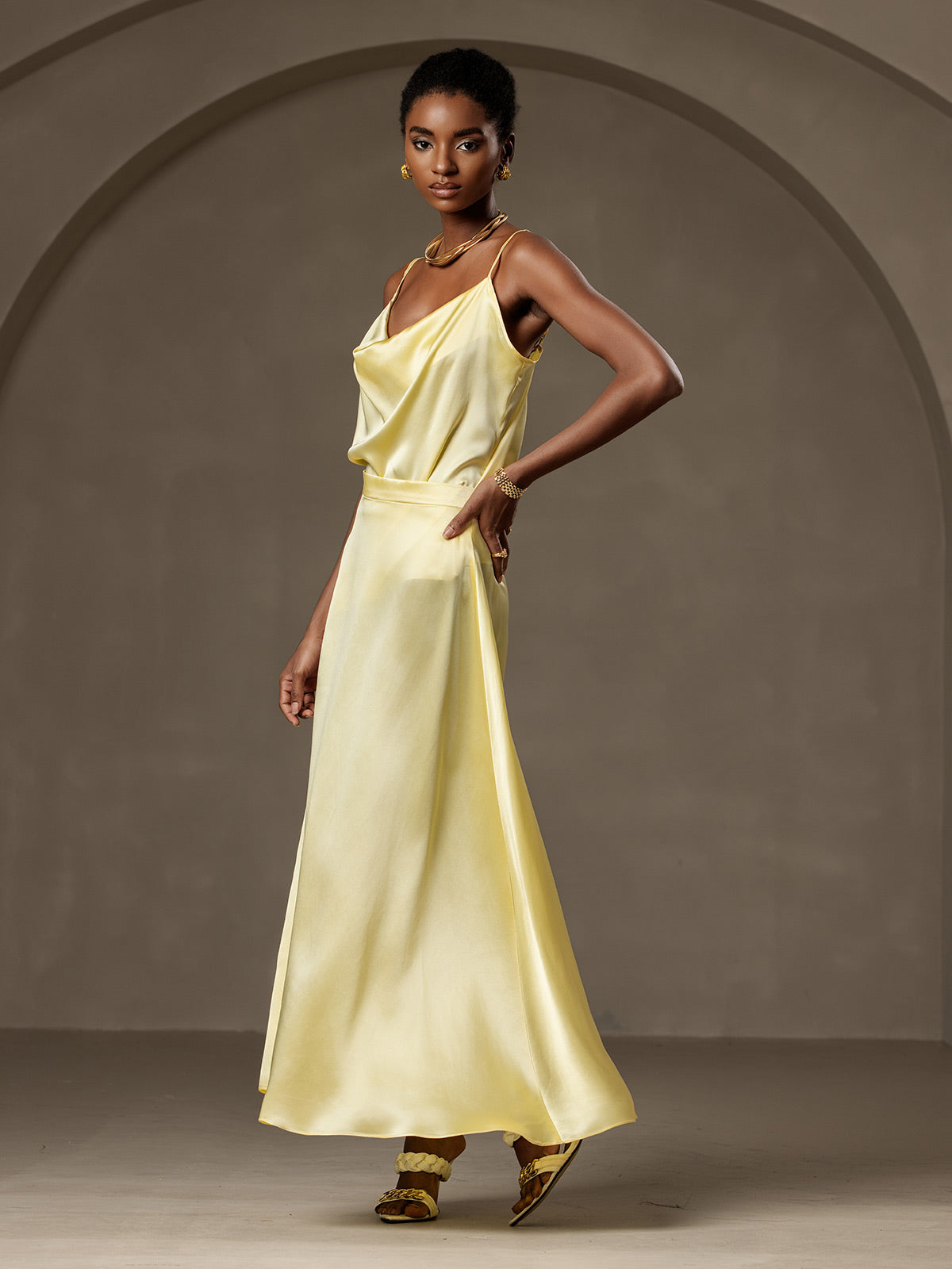 [Light Yellow] SilkSilky-CA 19Momme Silk Skirt 007