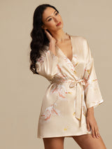 [Champagne] SilkSilky-CA 3/4 Sleeve Women's Robe 005