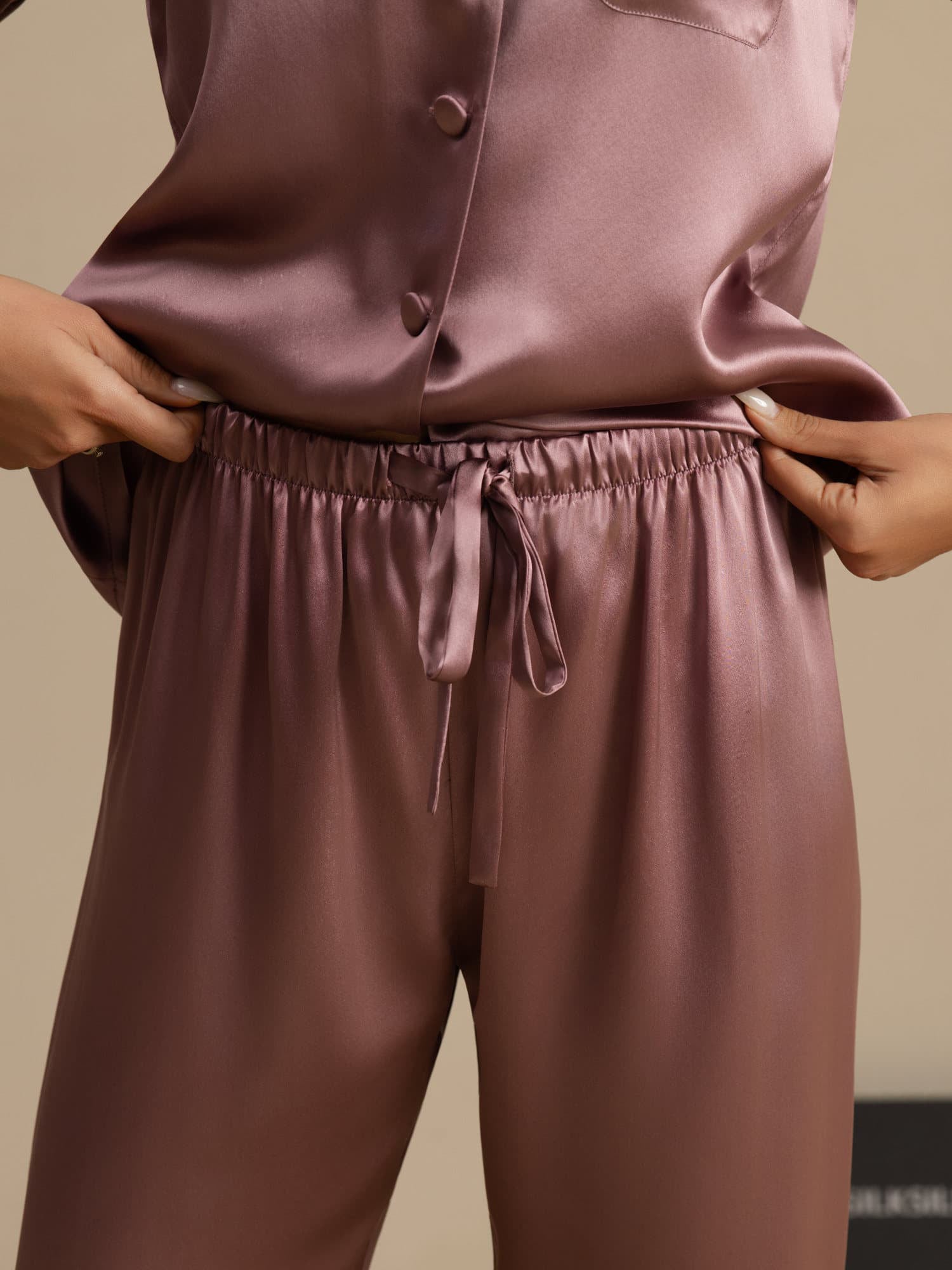 [Pale Mauve] SilkSilky-CA Long Sleeve Notch Collar Women's Pajamas 006
