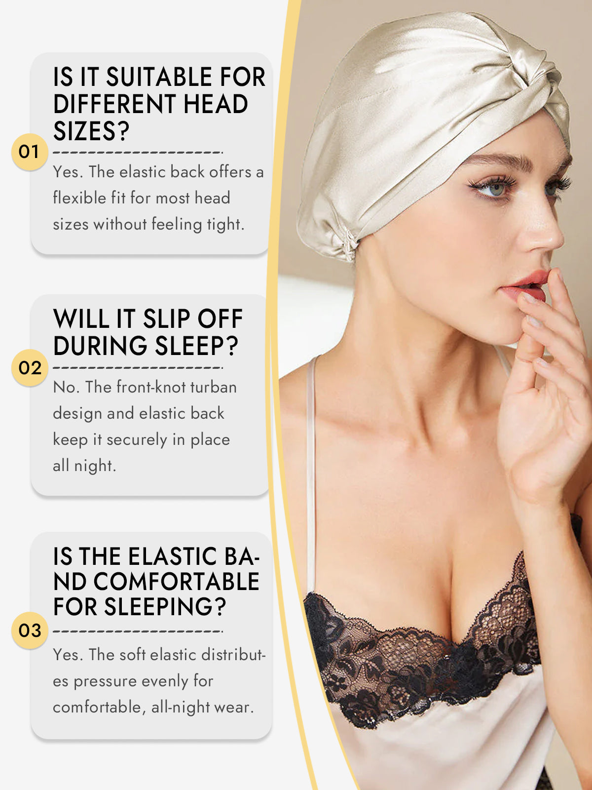 [Beige] SilkSilky-CA Pure Silk Sleep Cap 007