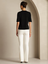 [Black] SilkSilky-CA Half Sleeve Crew Neck Women's T-Shirt 004