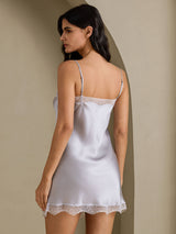 [Silver] SilkSilky-CA Spaghetti Strap Sweetheart Neck Nightgown 002