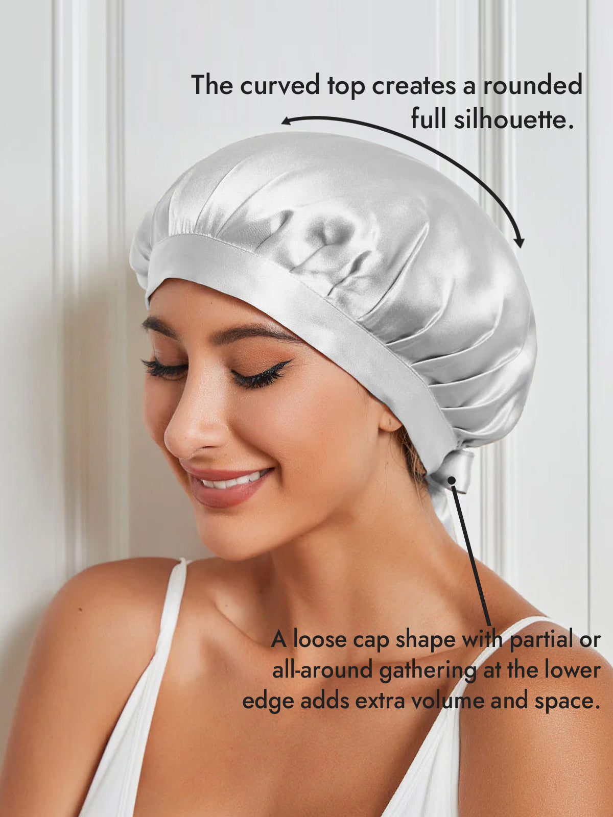 [Silver] SilkSilky-CA Pure Silk Sleep Cap 003