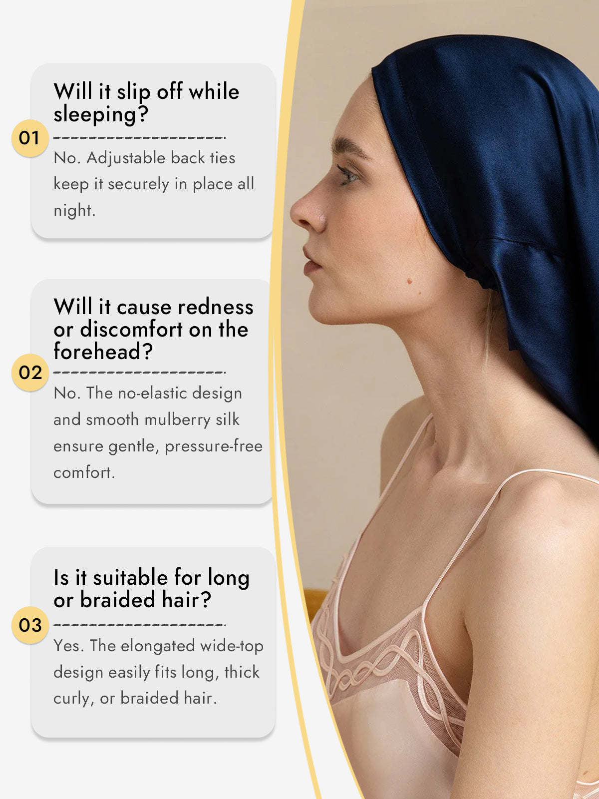 [Dark Blue] SilkSilky-CA Pure Silk Sleep Cap 008