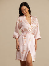 [Pink] SilkSilky-CA 3/4 Sleeve Women's Robe 001