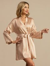 [Yellow Heart Geo] SilkSilky-CA Long Sleeve Women's Robe 001