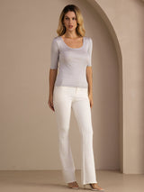 [Light Gray] SilkSilky-CA Half Sleeve Women's T-Shirt 005