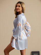 [Light Blue] SilkSilky-CA 3/4 Sleeve Women's Robe 002
