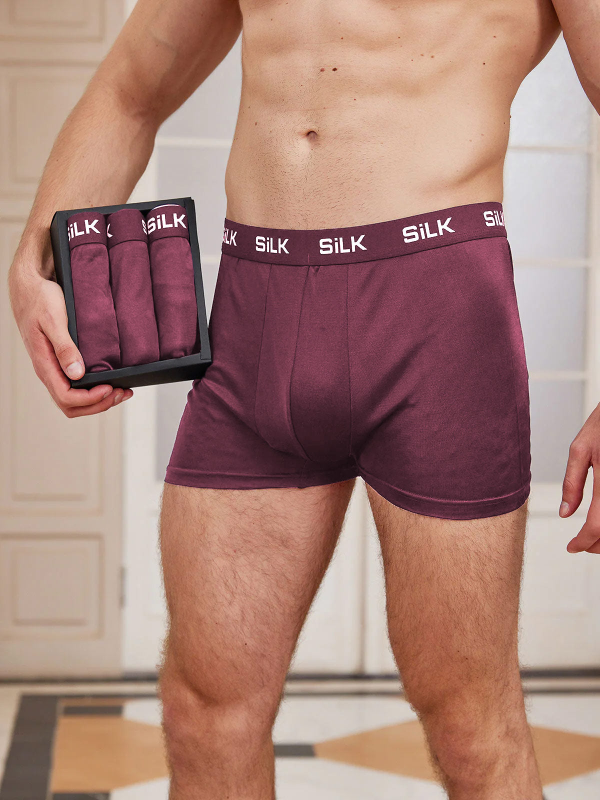 [Wine] SilkSilky-CA Pure Silk Mens Underwear 002