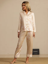 [Champagne] SilkSilky-CA Long Sleeve Lapel Collar Women's Pajamas 001