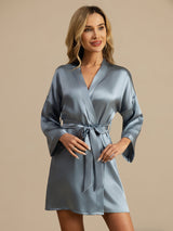 [Grayish Blue] SilkSilky-CA 3/4 Sleeve Women's Robe 006