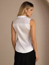 [Light Gray] SilkSilky-CA Sleeveless Lapel Collar Women's Shirt 002