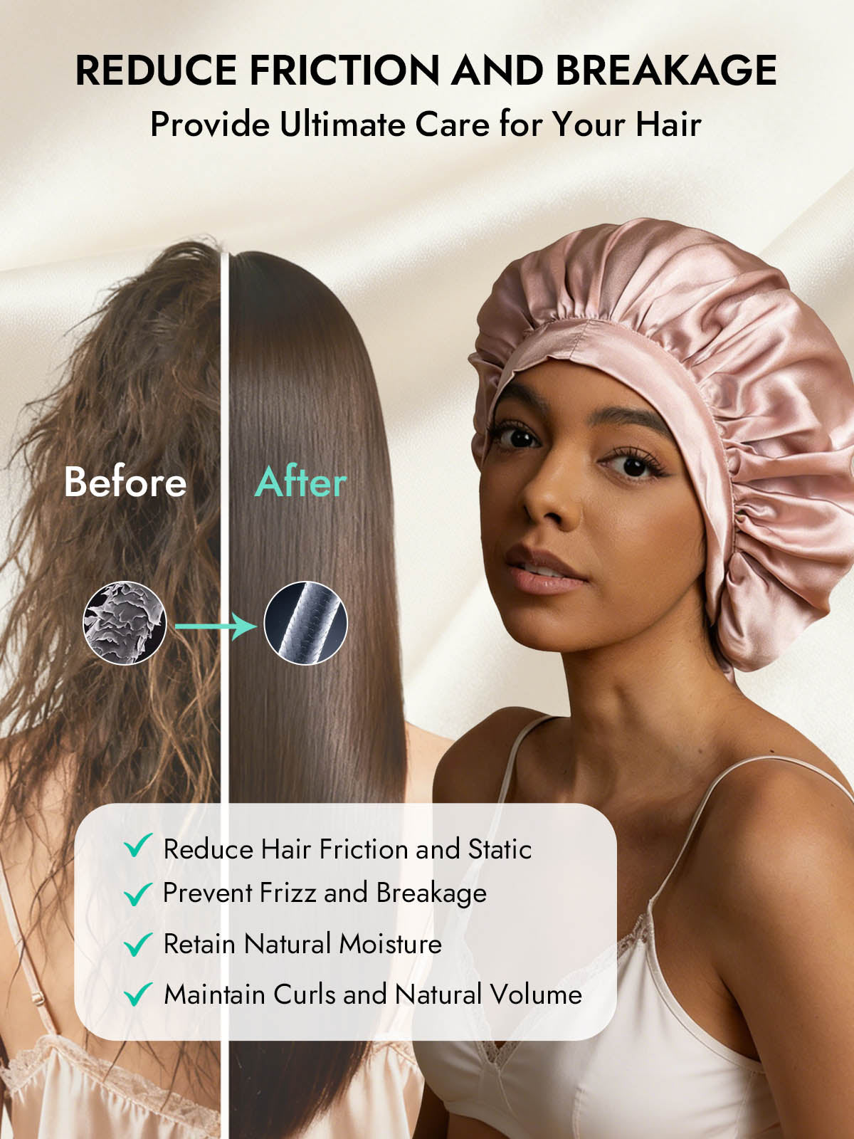 [Pink] SilkSilky-CA Pure Silk Sleep Cap 003