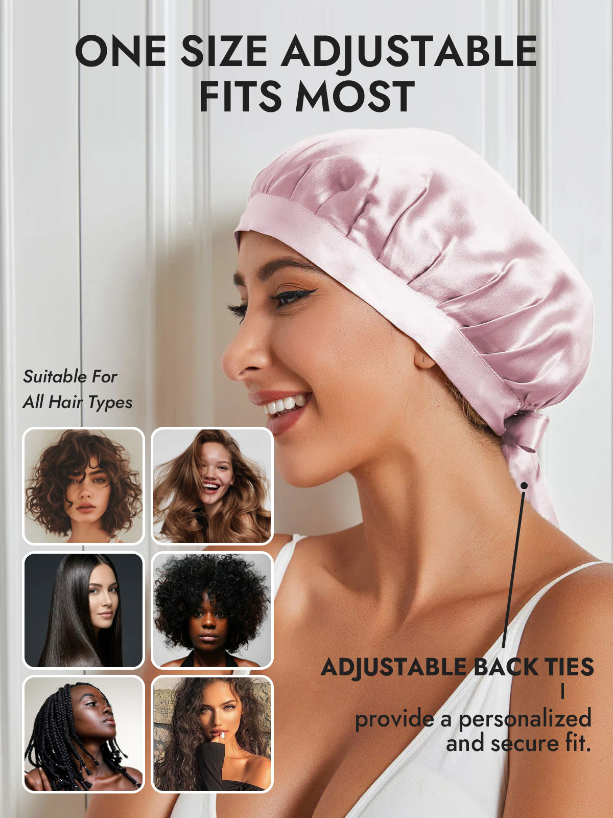 [Light Pink] SilkSilky-CA Pure Silk Sleep Cap 005