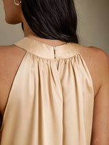 [Champagne] SilkSilky-CA Sleeveless Halter Women's T-Shirt 005