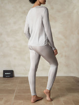 [Silver] SilkSilky-CA Silk Jersey Long Sleeve Round Neck Women's Long Johns 002