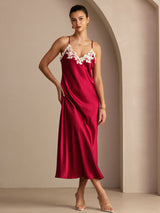 [Wine] SilkSilky-CA Spaghetti Strap V Neck Dress 003