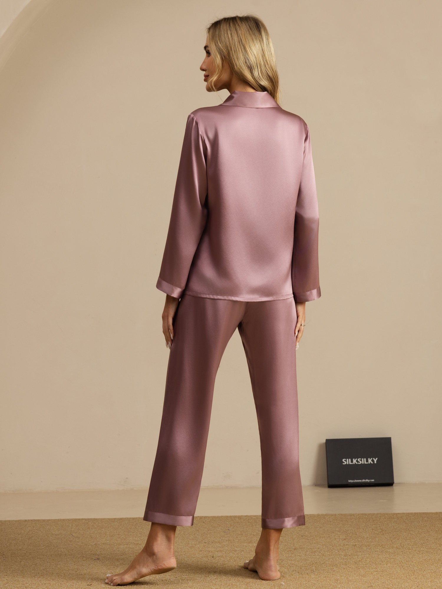 [Pale Mauve] SilkSilky-CA Long Sleeve Notch Collar Women's Pajamas 002