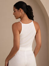 [White] SilkSilky-CA Sleeveless Crew Neck Camisole 002