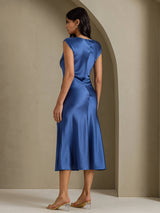 [Real Teal] SilkSilky-CA Cap Sleeve Dress 002