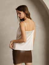 [Beige] SilkSilky-CA Spaghetti Strap Cowl Neck Camisole 002