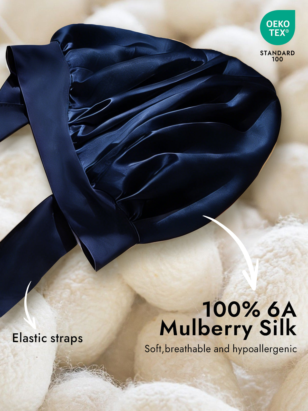 [Dark Blue] SilkSilky-CA Pure Silk Sleep Cap 002