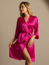 [Rose Red] SilkSilky-CA 3/4 Sleeve Women's Robe 001