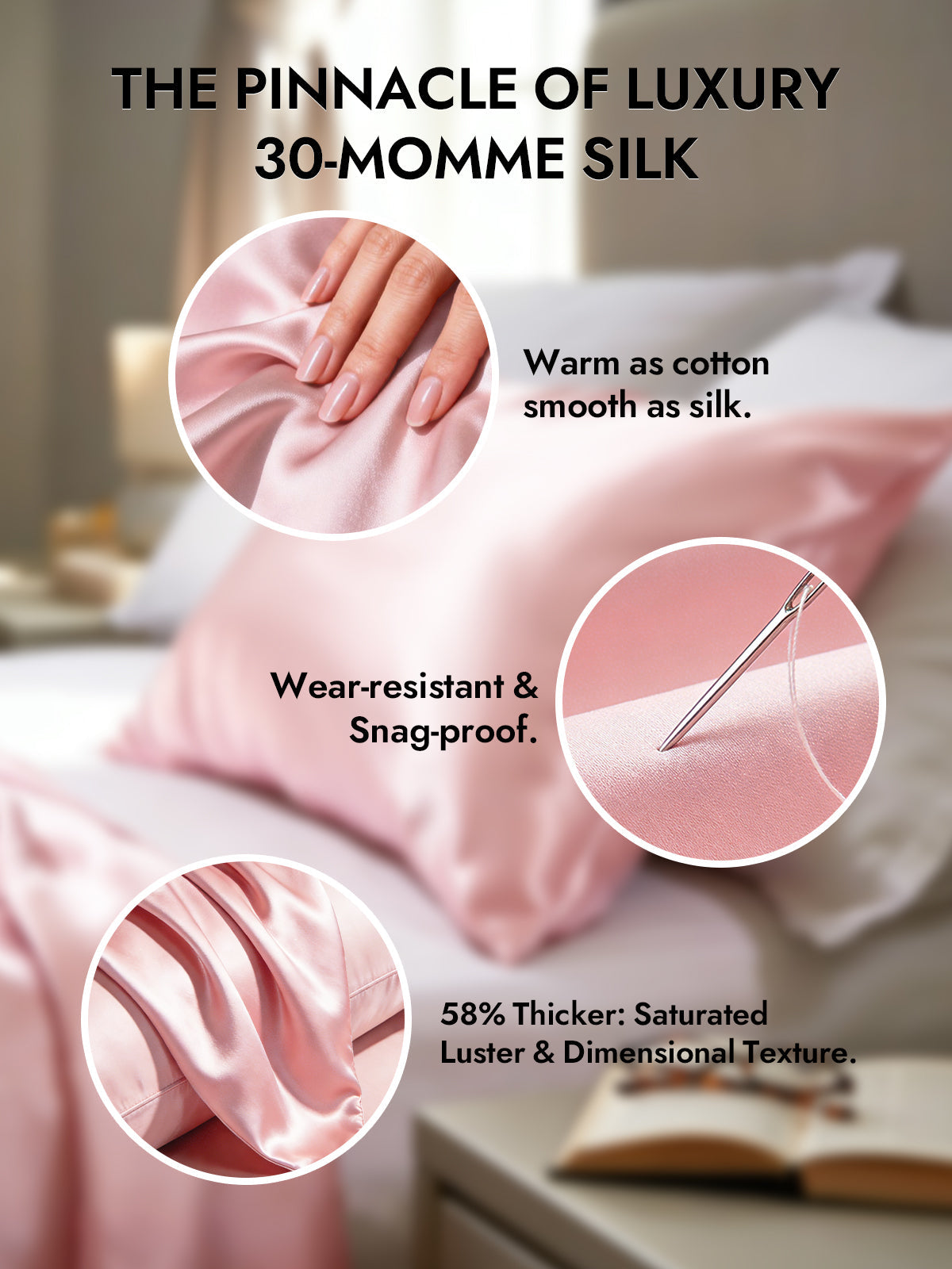 [Pink] SilkSilky-CA 30Momme Pure Silk Pillowcase 002