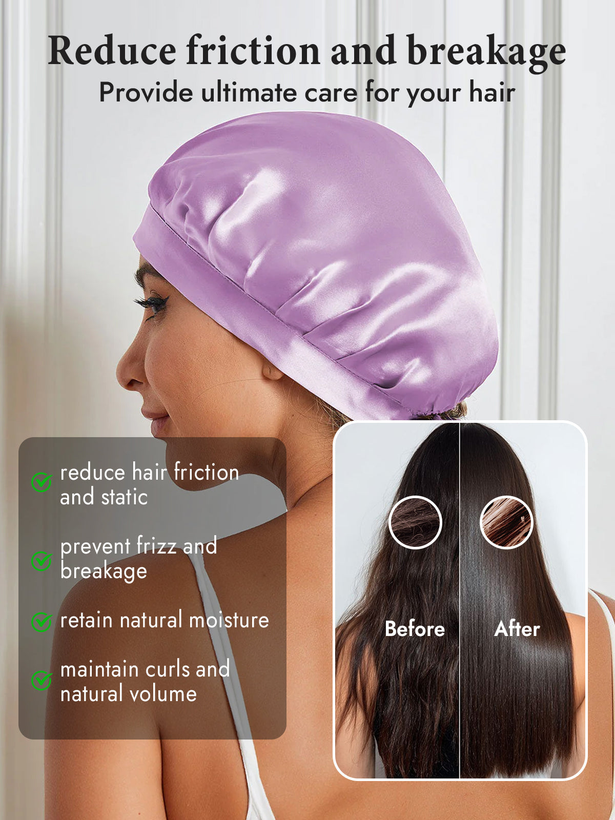 [Lavender] SilkSilky-CA Pure Silk Sleep Cap 004