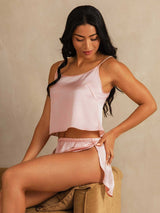 [Pink] SilkSilky-CA Spaghetti Strap Camisole Set 003
