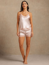 [Pink] SilkSilky-CA Spaghetti Strap V Neck Camisole Set 006