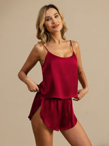 [Wine] SilkSilky-CA Spaghetti Strap Camisole Set 004