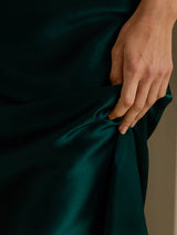 [Dark Green] SilkSilky-CA Spaghetti Strap V Neck Nightgown 005