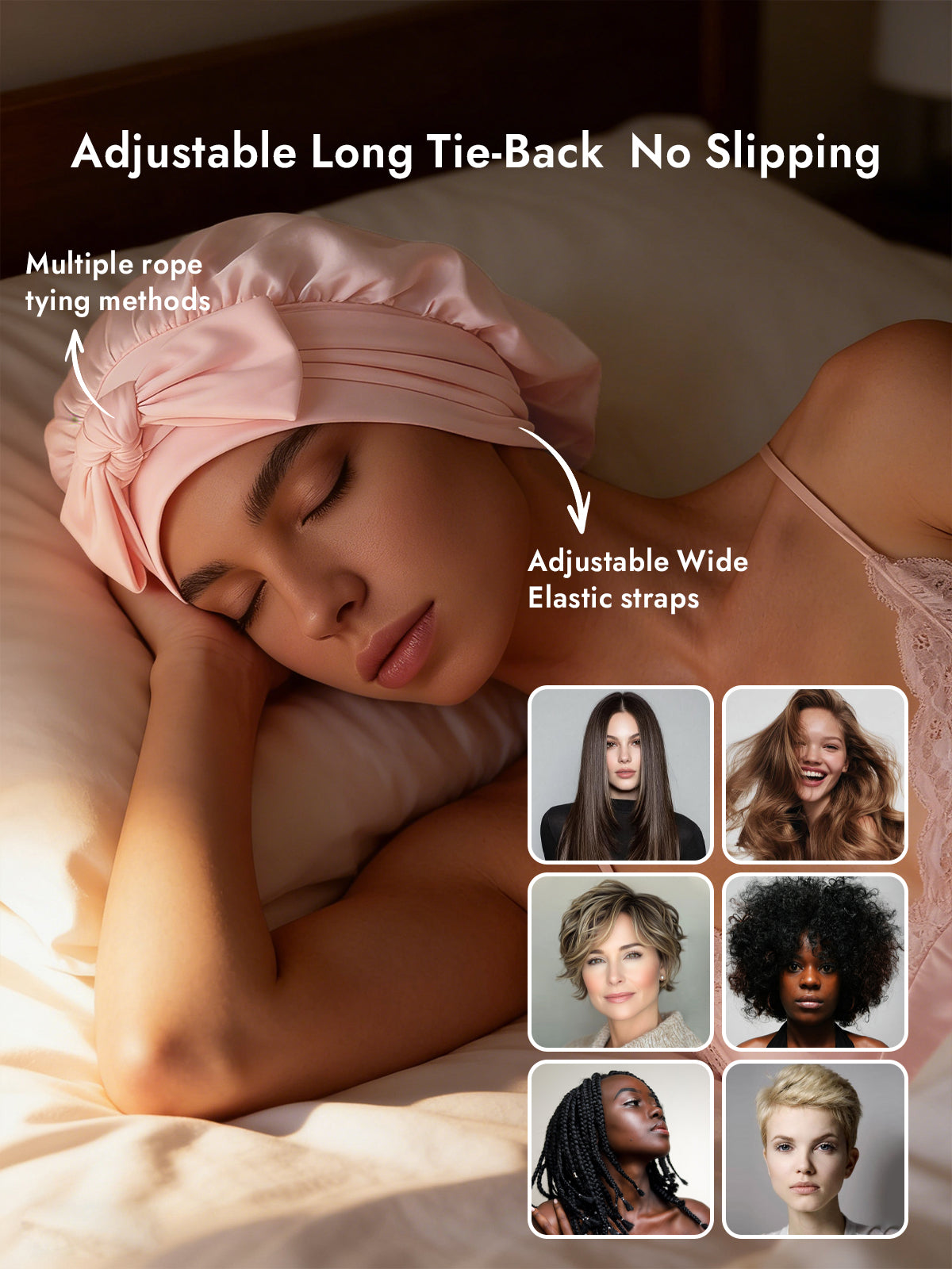 [Light Pink] SilkSilky-CA Pure Silk Sleep Cap 004