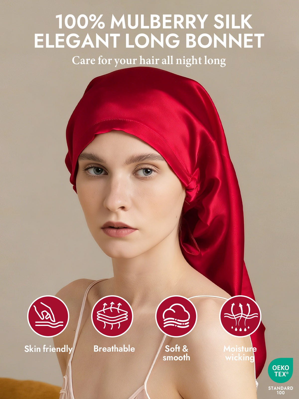 [Wine] SilkSilky-CA Pure Silk Sleep Cap 002