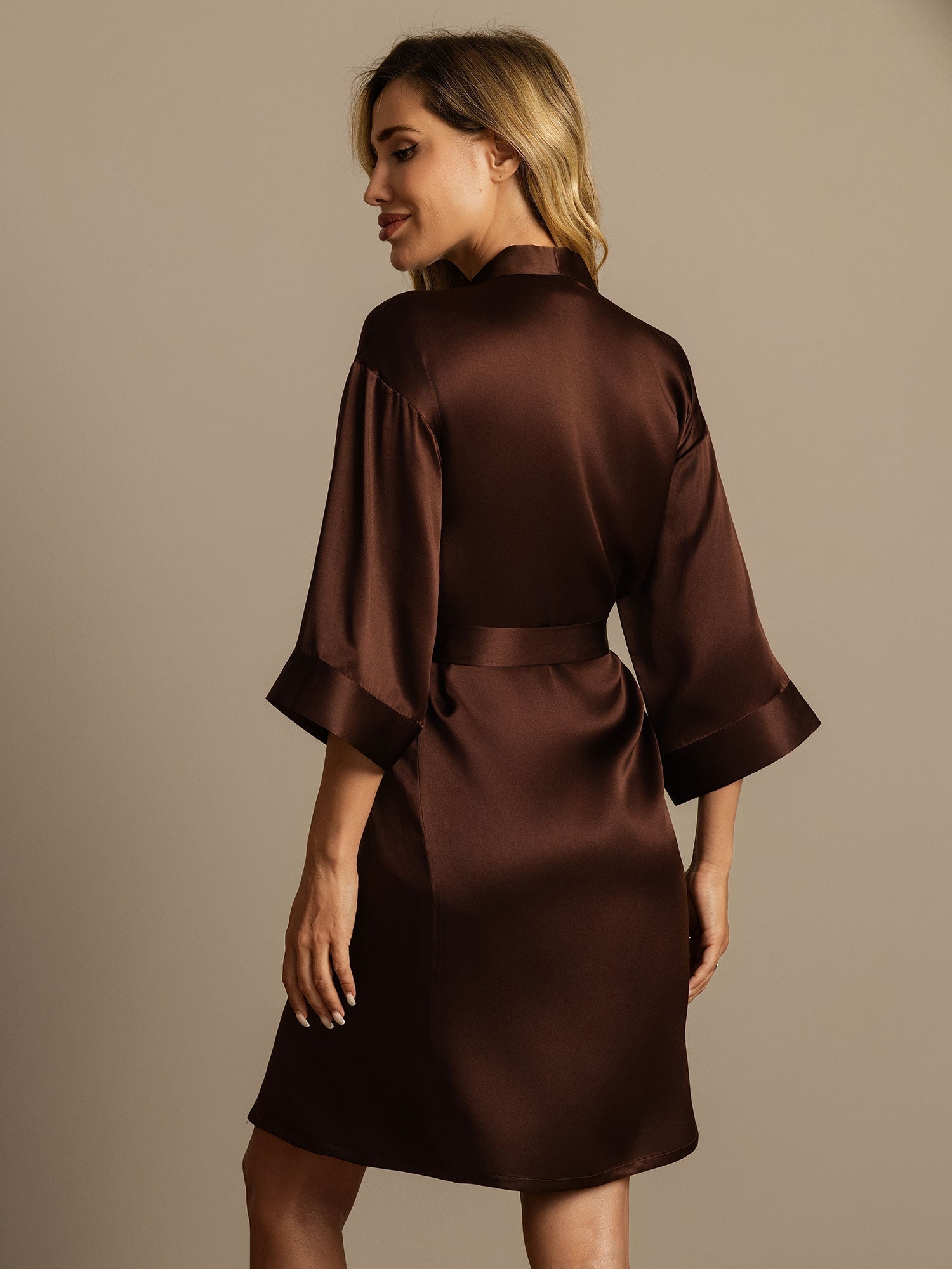 [Coffee] SilkSilky-CA Pure Silk Womens Robe 002,