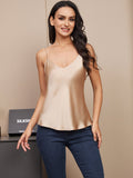 SilkSilky-CA Pure Silk Sleeveless V Neck Camisole Champagne 001