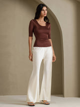 [Coffee] SilkSilky-CA Half Sleeve Women's T-Shirt 007