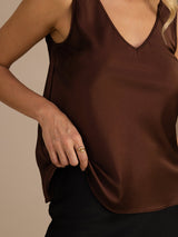 [Coffee] SilkSilky-CA Sleeveless V Neck Camisole 004